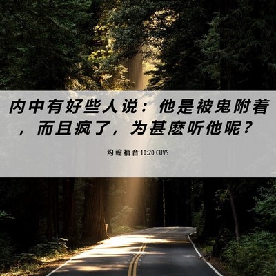 Picture 06 - 约 翰 福 音 10:20 CUVS - 内 中 有 好 些 人 说 ： 他 是 被 鬼 - Bible Verse Picture
