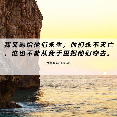 Picture 06 - 约 翰 福 音 10:28 CUVS - 我 又 赐 给 他 们 永 生 ； 他 们 永 - Bible Verse Picture
