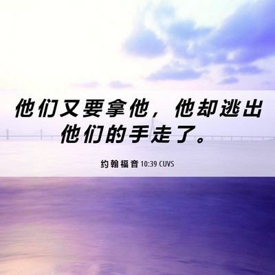 Picture 06 - 约 翰 福 音 10:39 CUVS - 他 们 又 要 拿 他 ， 他 却 逃 出 他 - Bible Verse Picture