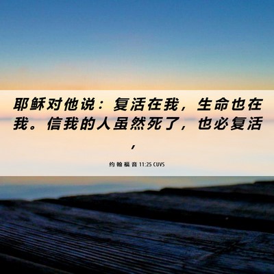Picture 06 - 约 翰 福 音 11:25 CUVS - 耶 稣 对 他 说 ： 复 活 在 我 ， 生 - Bible Verse Picture