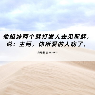 Picture 06 - 约 翰 福 音 11:3 CUVS - 他 姐 妹 两 个 就 打 发 人 去 见 耶 - Bible Verse Picture