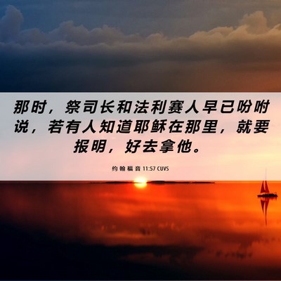 Picture 06 - 约 翰 福 音 11:57 CUVS - 那 时 ， 祭 司 长 和 法 利 赛 人 早 - Bible Verse Picture