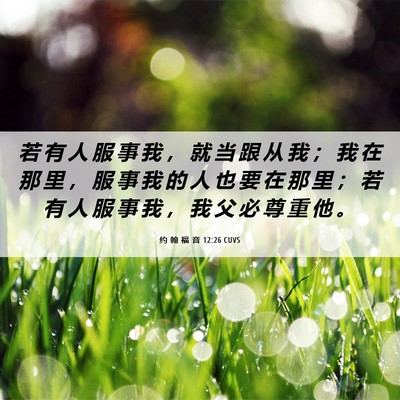 Picture 06 - 约 翰 福 音 12:26 CUVS - 若 有 人 服 事 我 ， 就 当 跟 从 我 - Bible Verse Picture