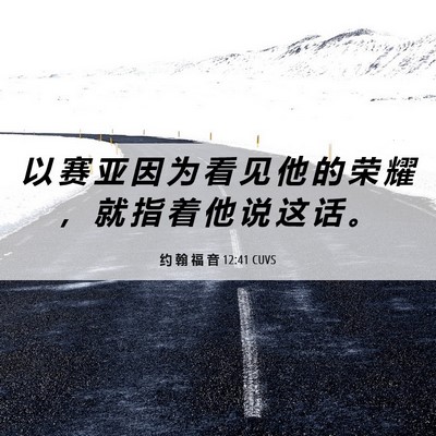 Picture 06 - 约 翰 福 音 12:41 CUVS - 以 赛 亚 因 为 看 见 他 的 荣 耀 ， - Bible Verse Picture
