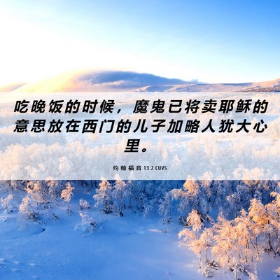 Picture 06 - 约 翰 福 音 13:2 CUVS - 吃 晚 饭 的 时 候 ， 魔 鬼 已 将 卖 - Bible Verse Picture