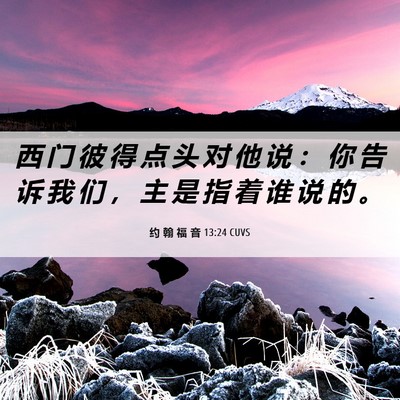 Picture 06 - 约 翰 福 音 13:24 CUVS - 西 门 彼 得 点 头 对 他 说 ： 你 告 - Bible Verse Picture