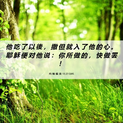Picture 06 - 约 翰 福 音 13:27 CUVS - 他 吃 了 以 後 ， 撒 但 就 入 了 他 - Bible Verse Picture