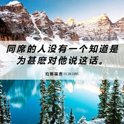 Picture 06 - 约 翰 福 音 13:28 CUVS - 同 席 的 人 没 有 一 个 知 道 是 为 - Bible Verse Picture