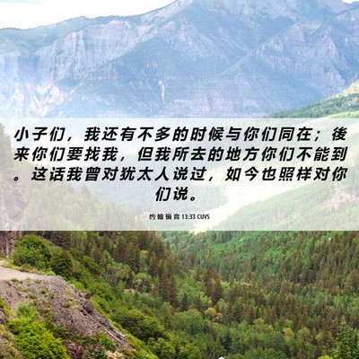 Picture 06 - 约 翰 福 音 13:33 CUVS - 小 子 们 ， 我 还 有 不 多 的 时 候 - Bible Verse Picture