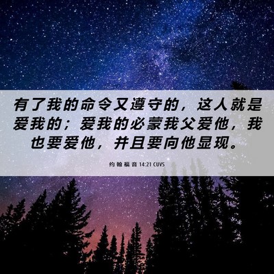 Picture 06 - 约 翰 福 音 14:21 CUVS - 有 了 我 的 命 令 又 遵 守 的 ， 这 - Bible Verse Picture