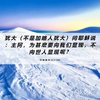 Picture 06 - 约 翰 福 音 14:22 CUVS - 犹 大 （ 不 是 加 略 人 犹 大 ） 问 - Bible Verse Picture