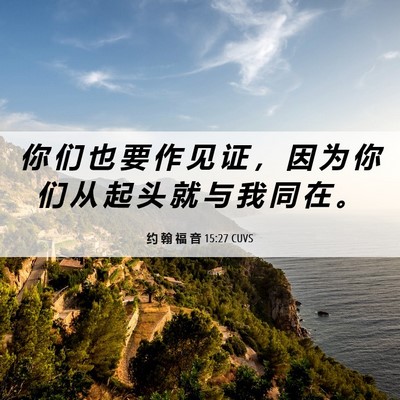 Picture 06 - 约 翰 福 音 15:27 CUVS - 你 们 也 要 作 见 证 ， 因 为 你 们 - Bible Verse Picture