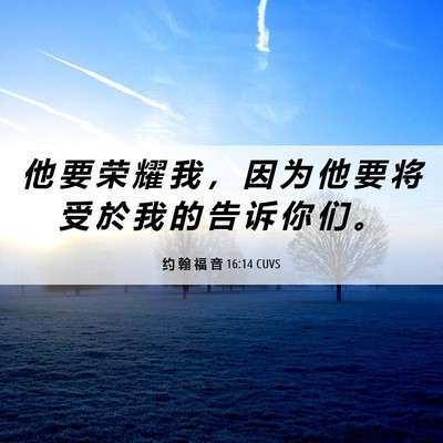 Picture 06 - 约 翰 福 音 16:14 CUVS - 他 要 荣 耀 我 ， 因 为 他 要 将 受 - Bible Verse Picture