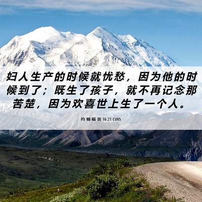 Picture 06 - 约 翰 福 音 16:21 CUVS - 妇 人 生 产 的 时 候 就 忧 愁 ， 因 - Bible Verse Picture