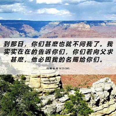 Picture 06 - 约 翰 福 音 16:23 CUVS - 到 那 日 ， 你 们 甚 麽 也 就 不 问 - Bible Verse Picture