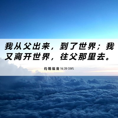 Picture 06 - 约 翰 福 音 16:28 CUVS - 我 从 父 出 来 ， 到 了 世 界 ； 我 - Bible Verse Picture