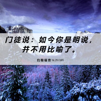 Picture 06 - 约 翰 福 音 16:29 CUVS - 门 徒 说 ： 如 今 你 是 明 说 ， 并 - Bible Verse Picture
