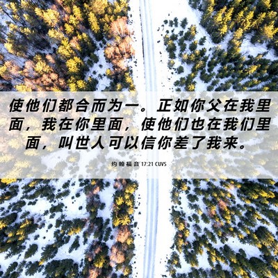 Picture 06 - 约 翰 福 音 17:21 CUVS - 使 他 们 都 合 而 为 一 。 正 如 你 - Bible Verse Picture