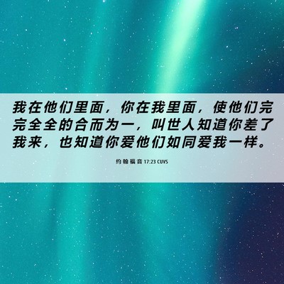 Picture 06 - 约 翰 福 音 17:23 CUVS - 我 在 他 们 里 面 ， 你 在 我 里 面 - Bible Verse Picture