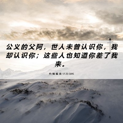 Picture 06 - 约 翰 福 音 17:25 CUVS - 公 义 的 父 阿 ， 世 人 未 曾 认 识 - Bible Verse Picture