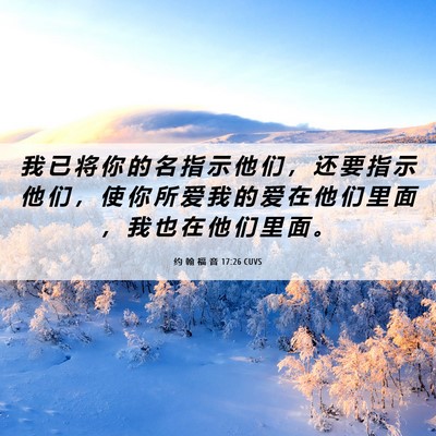 Picture 06 - 约 翰 福 音 17:26 CUVS - 我 已 将 你 的 名 指 示 他 们 ， 还 - Bible Verse Picture