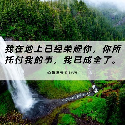 Picture 06 - 约 翰 福 音 17:4 CUVS - 我 在 地 上 已 经 荣 耀 你 ， 你 所 - Bible Verse Picture
