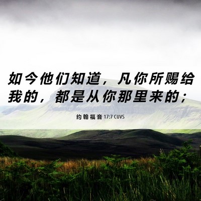 Picture 06 - 约 翰 福 音 17:7 CUVS - 如 今 他 们 知 道 ， 凡 你 所 赐 给 - Bible Verse Picture