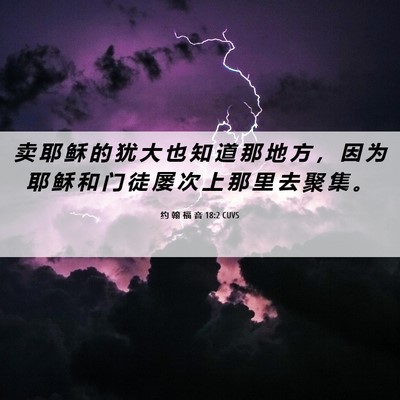Picture 06 - 约 翰 福 音 18:2 CUVS - 卖 耶 稣 的 犹 大 也 知 道 那 地 方 - Bible Verse Picture