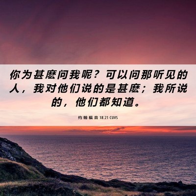 Picture 06 - 约 翰 福 音 18:21 CUVS - 你 为 甚 麽 问 我 呢 ？ 可 以 问 那 - Bible Verse Picture