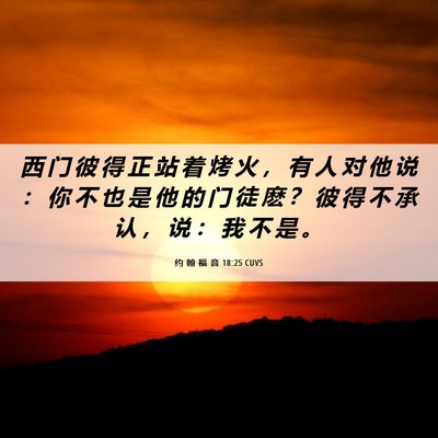 Picture 06 - 约 翰 福 音 18:25 CUVS - 西 门 彼 得 正 站 着 烤 火 ， 有 人 - Bible Verse Picture