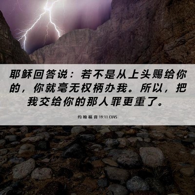 Picture 06 - 约 翰 福 音 19:11 CUVS - 耶 稣 回 答 说 ： 若 不 是 从 上 头 - Bible Verse Picture