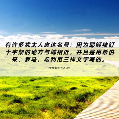 Picture 06 - 约 翰 福 音 19:20 CUVS - 有 许 多 犹 太 人 念 这 名 号 ； 因 - Bible Verse Picture