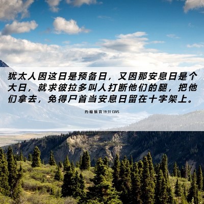 Picture 06 - 约 翰 福 音 19:31 CUVS - 犹 太 人 因 这 日 是 预 备 日 ， 又 - Bible Verse Picture