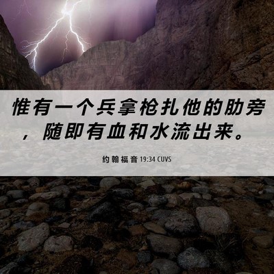 Picture 06 - 约 翰 福 音 19:34 CUVS - 惟 有 一 个 兵 拿 枪 扎 他 的 肋 旁 - Bible Verse Picture