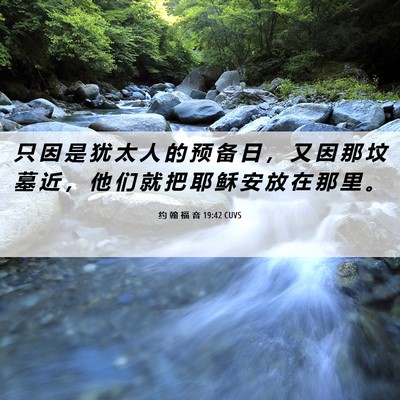 Picture 06 - 约 翰 福 音 19:42 CUVS - 只 因 是 犹 太 人 的 预 备 日 ， 又 - Bible Verse Picture