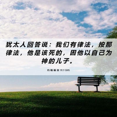 Picture 06 - 约 翰 福 音 19:7 CUVS - 犹 太 人 回 答 说 ： 我 们 有 律 法 - Bible Verse Picture