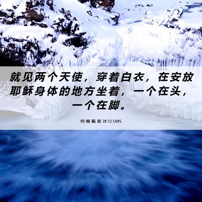 Picture 06 - 约 翰 福 音 20:12 CUVS - 就 见 两 个 天 使 ， 穿 着 白 衣 ， - Bible Verse Picture
