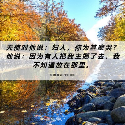Picture 06 - 约 翰 福 音 20:13 CUVS - 天 使 对 他 说 ： 妇 人 ， 你 为 甚 - Bible Verse Picture
