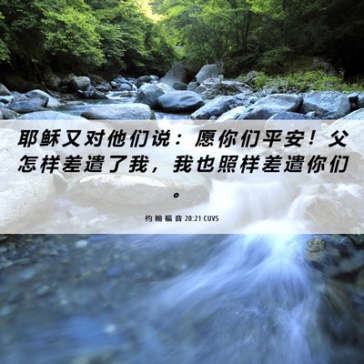 Picture 06 - 约 翰 福 音 20:21 CUVS - 耶 稣 又 对 他 们 说 ： 愿 你 们 平 - Bible Verse Picture