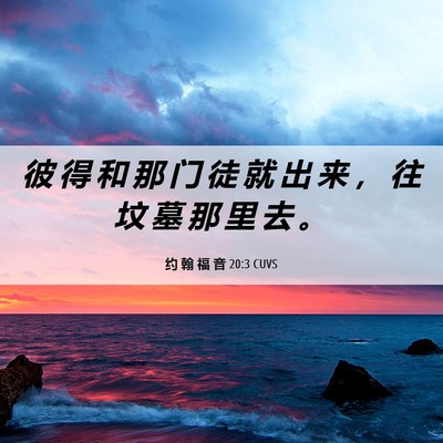 Picture 06 - 约 翰 福 音 20:3 CUVS - 彼 得 和 那 门 徒 就 出 来 ， 往 坟 - Bible Verse Picture