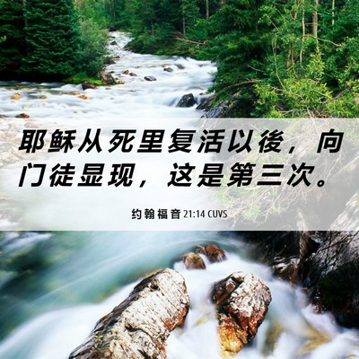 Picture 06 - 约 翰 福 音 21:14 CUVS - 耶 稣 从 死 里 复 活 以 後 ， 向 门 - Bible Verse Picture
