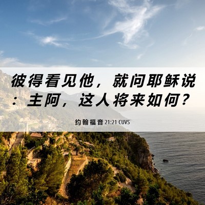Picture 06 - 约 翰 福 音 21:21 CUVS - 彼 得 看 见 他 ， 就 问 耶 稣 说 ： - Bible Verse Picture