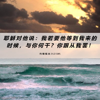 Picture 06 - 约 翰 福 音 21:22 CUVS - 耶 稣 对 他 说 ： 我 若 要 他 等 到 - Bible Verse Picture