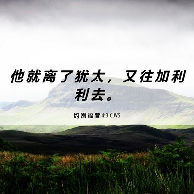 Picture 06 - 约 翰 福 音 4:3 CUVS - 他 就 离 了 犹 太 ， 又 往 加 利 利 - Bible Verse Picture