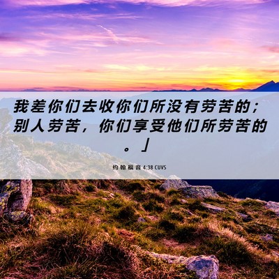 Picture 06 - 约 翰 福 音 4:38 CUVS - 我 差 你 们 去 收 你 们 所 没 有 劳 - Bible Verse Picture