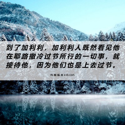 Picture 06 - 约 翰 福 音 4:45 CUVS - 到 了 加 利 利 ， 加 利 利 人 既 然 - Bible Verse Picture