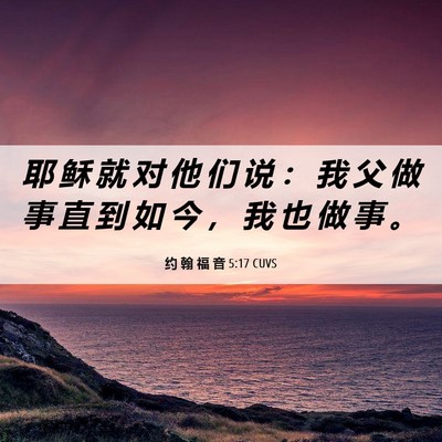 Picture 06 - 约 翰 福 音 5:17 CUVS - 耶 稣 就 对 他 们 说 ： 我 父 做 事 - Bible Verse Picture