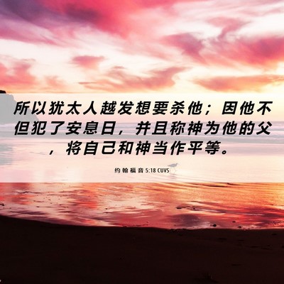 Picture 06 - 约 翰 福 音 5:18 CUVS - 所 以 犹 太 人 越 发 想 要 杀 他 ； - Bible Verse Picture