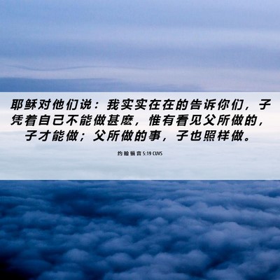 Picture 06 - 约 翰 福 音 5:19 CUVS - 耶 稣 对 他 们 说 ： 我 实 实 在 在 - Bible Verse Picture