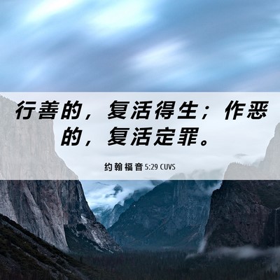 Picture 06 - 约 翰 福 音 5:29 CUVS - 行 善 的 ， 复 活 得 生 ； 作 恶 的 - Bible Verse Picture